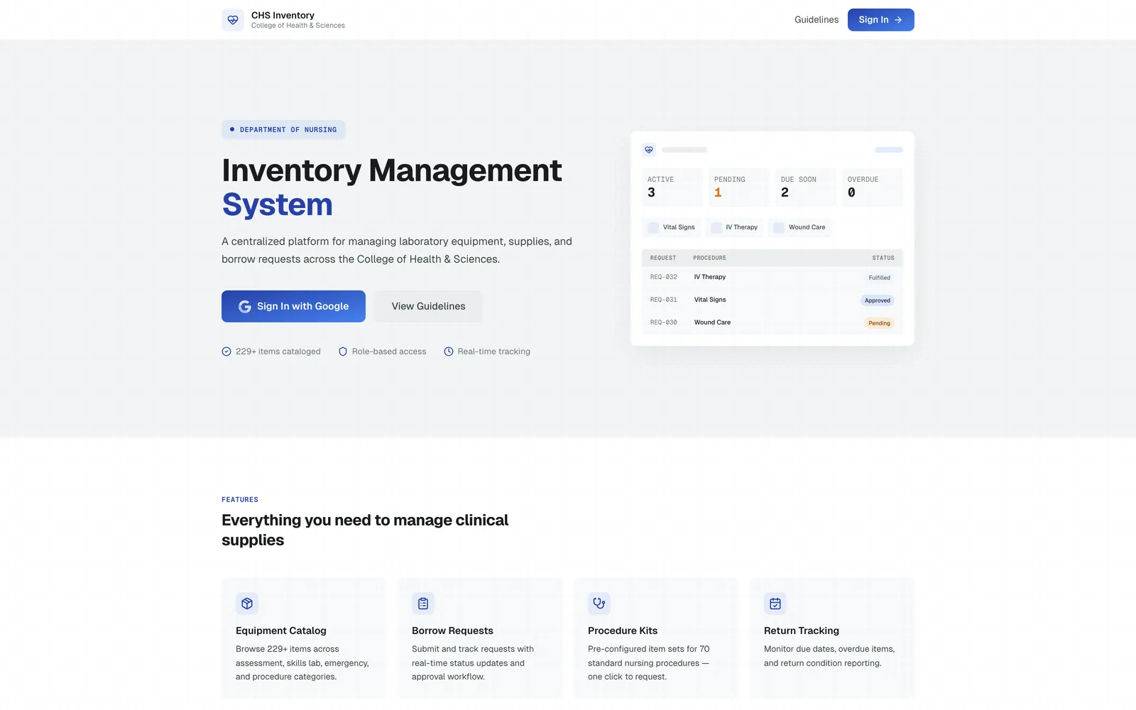 CHS Inventory System web app
